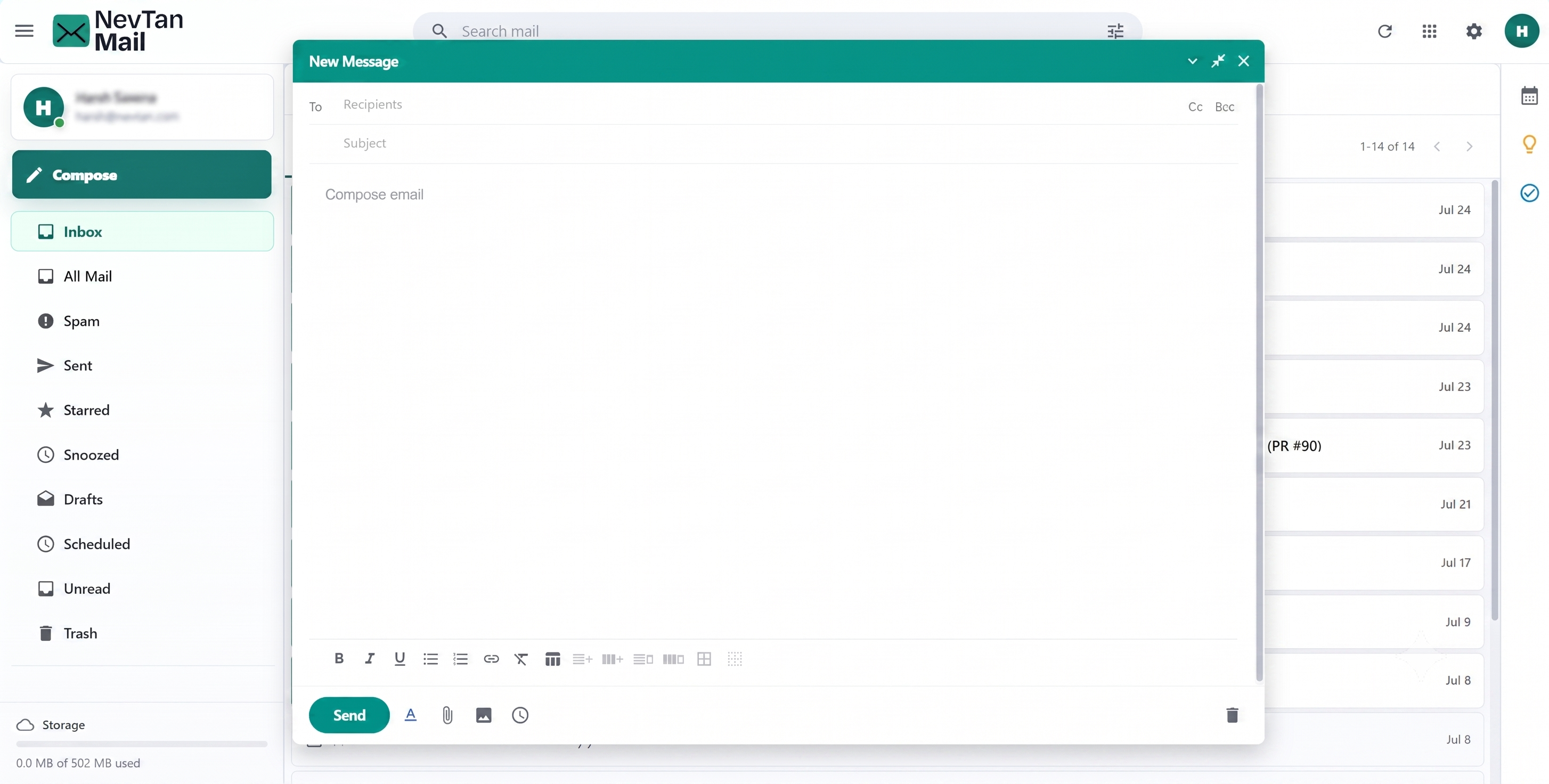 Compose formatting toolbar